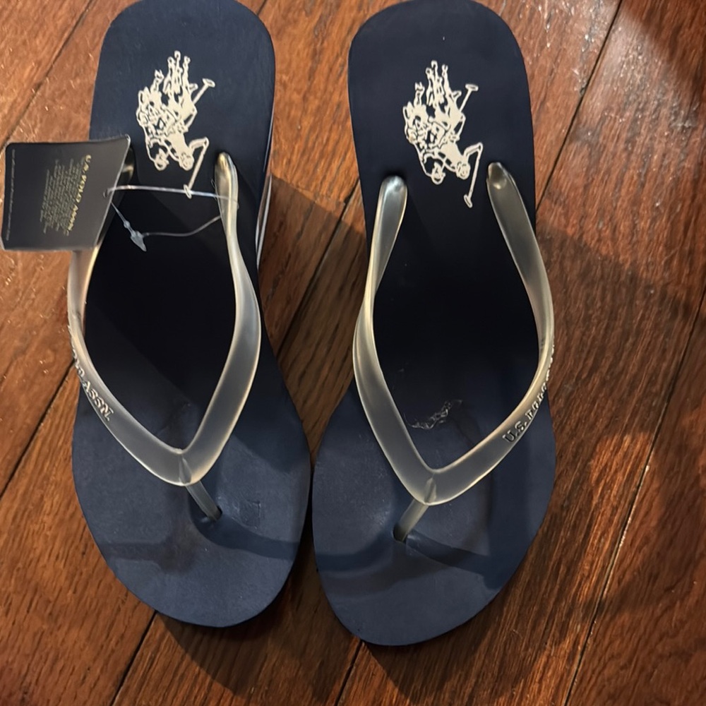 U.S. Polo Assn. Blue Sandals with Decorative Embellishment